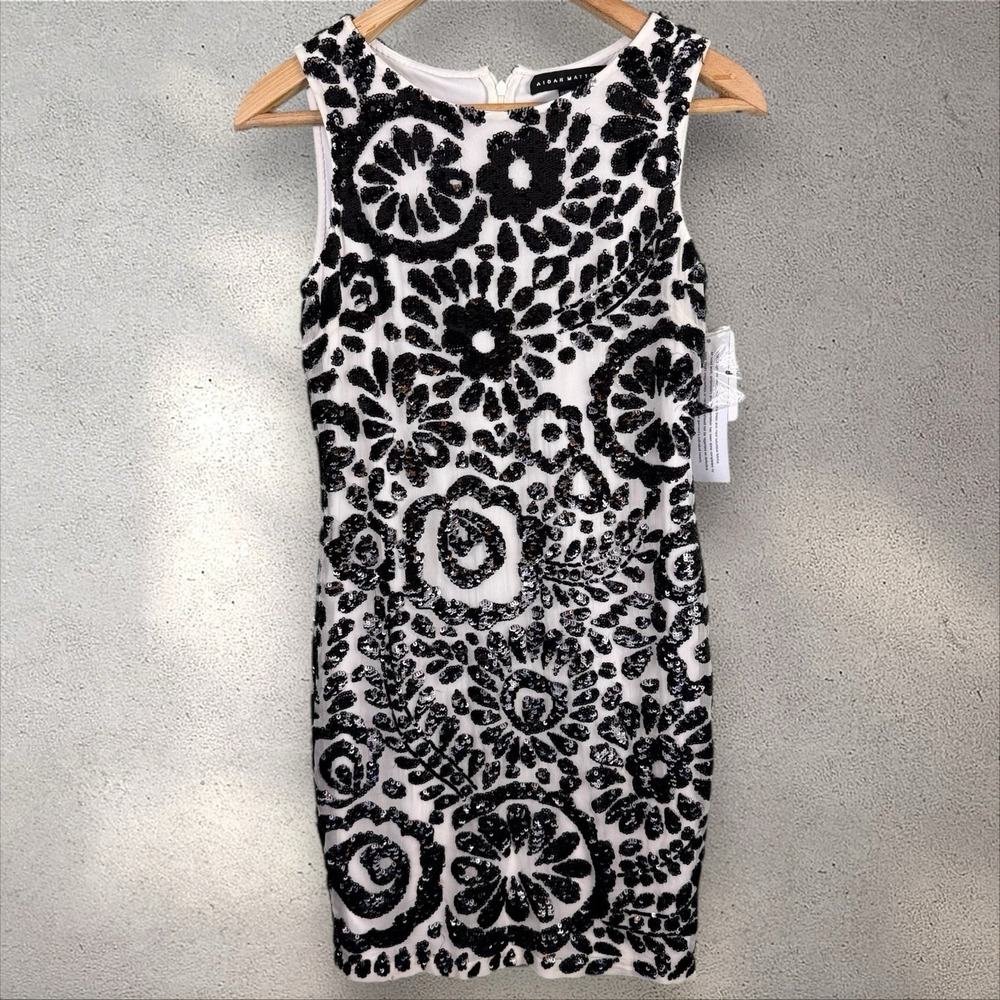 Aidan Mattox Pisarro Nights‎ Sequin Sheath Dress Size 0 NWT - Picture 2 of 6